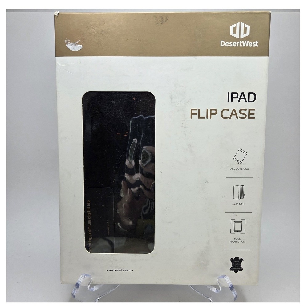 New Desert West Black Leather‎ iPad Flip Case READ DESCRIPTION